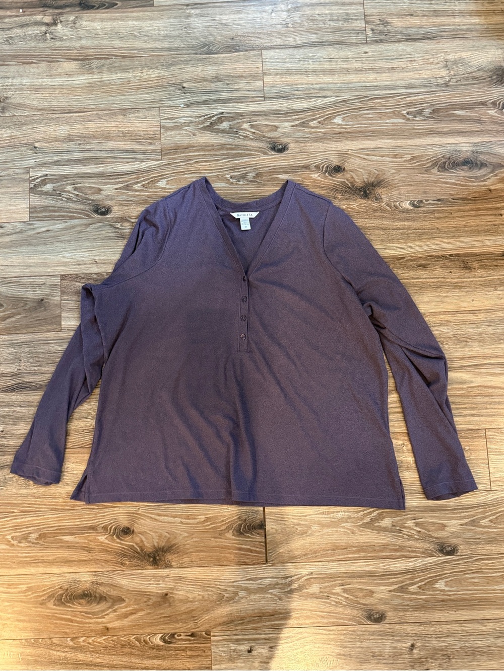 Athleta 3X Eggplant Purple Ribbed Long Sleeve Tee With Thumb Holes